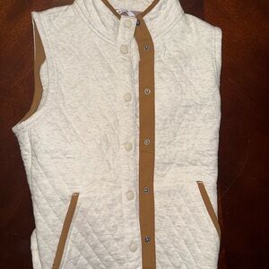 Orvis Cream and Brown Quilted Vest
